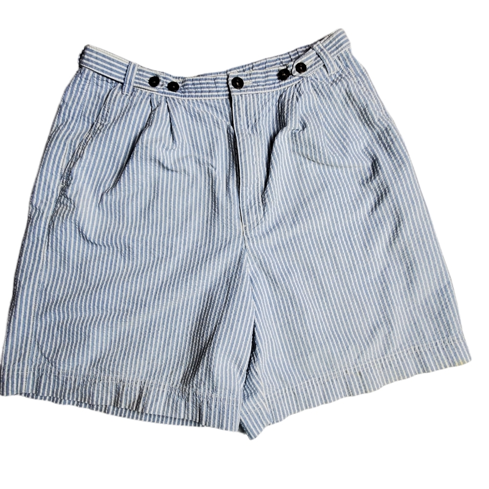 Liz Claiborne Seersucker Bermuda Shorts Blue White 12